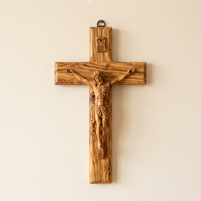 Hand-Carved Olive Wood Crucifix