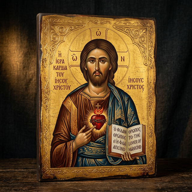Sacred Heart Icon — Egg Tempera